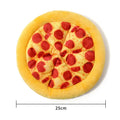 Yellow teddy pizza dog chewing toy with bone shape and squeaker