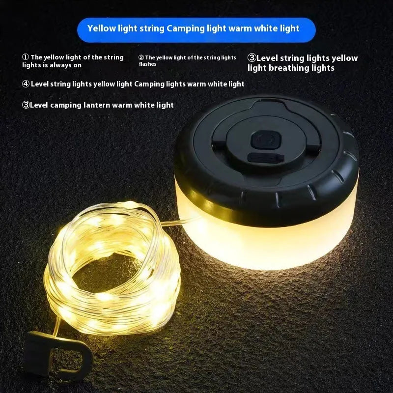 Rechargeable outdoor string lights with 30 LED beads stretched across 8 metre length
