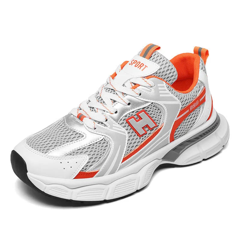 Men's casual running shoes with mesh upper and plastic sole in three colour options