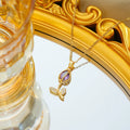 Zircon tulip necklace for women with a floral pendant on an adjustable titanium steel chain.