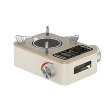 White stainless steel portable infrared gas stove with windproof design for outdoor cooking