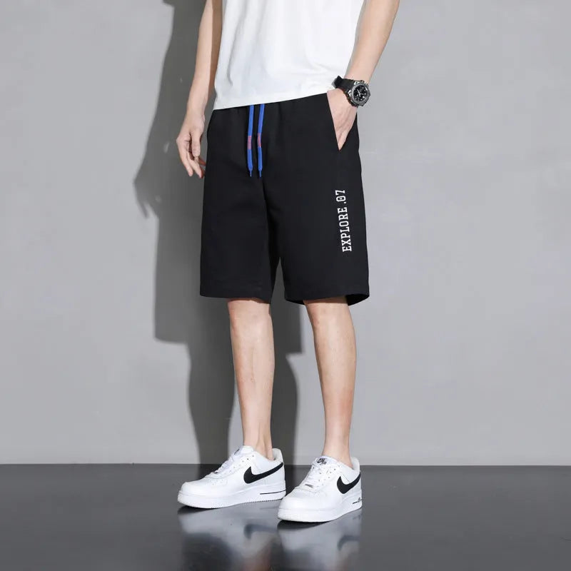 Cotton shorts for boys in plus sizes, shown in black, khaki, and white colour options.