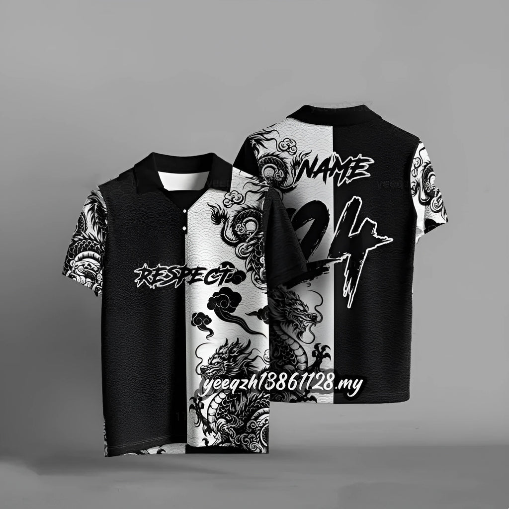 Black loose-fit casual T-shirt with a 3D digital print on the front.