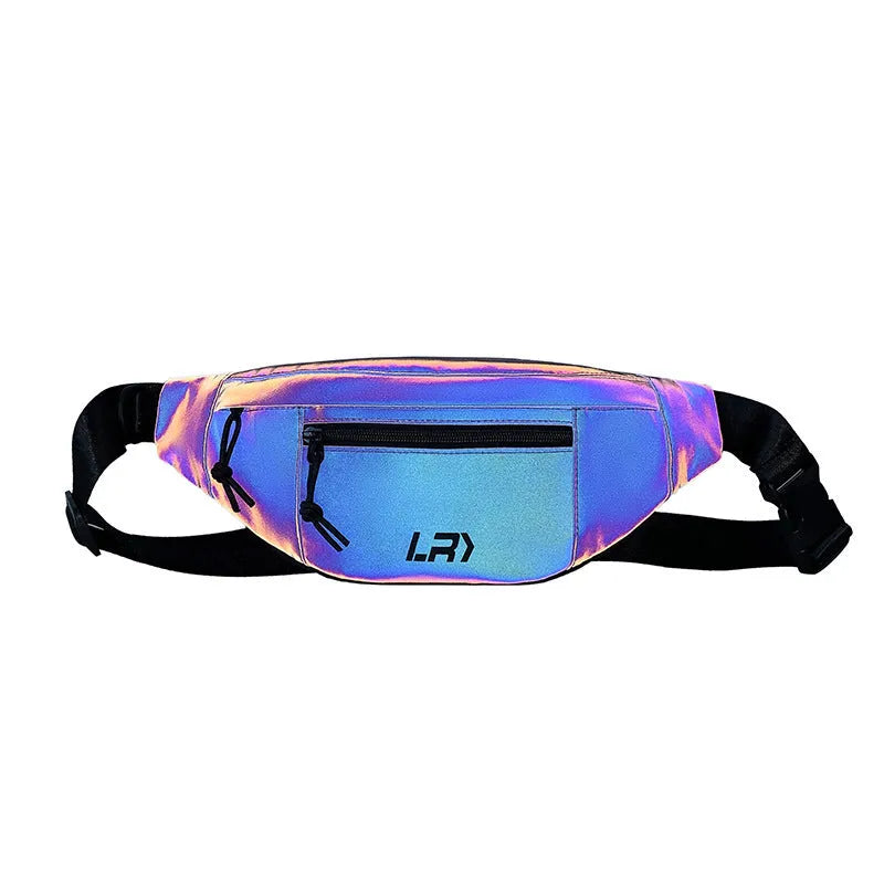 Blue reflective crossbody cycling bag with open pocket and soft handle