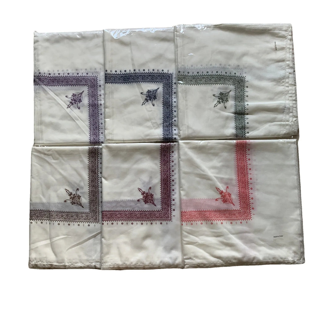 Printed square polyester scarf in a selection of colours, shown flat to display its 138x138 cm dimensions.