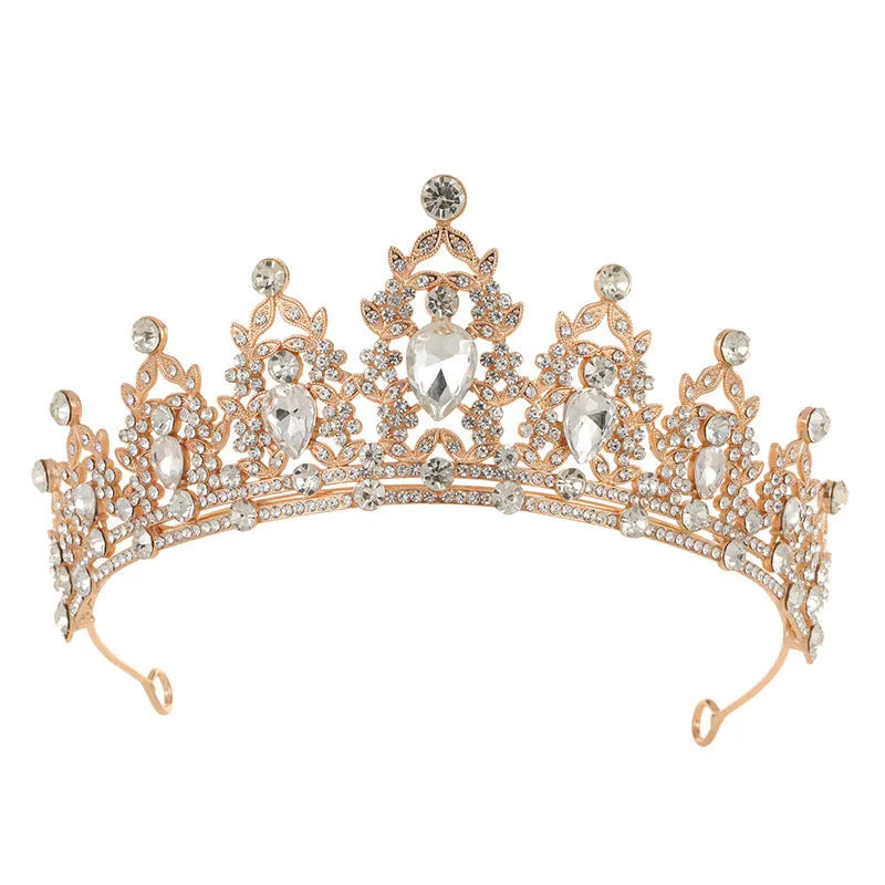 Baroque bride headdress crown with rhinestone detailing in KC gold and silver colour options