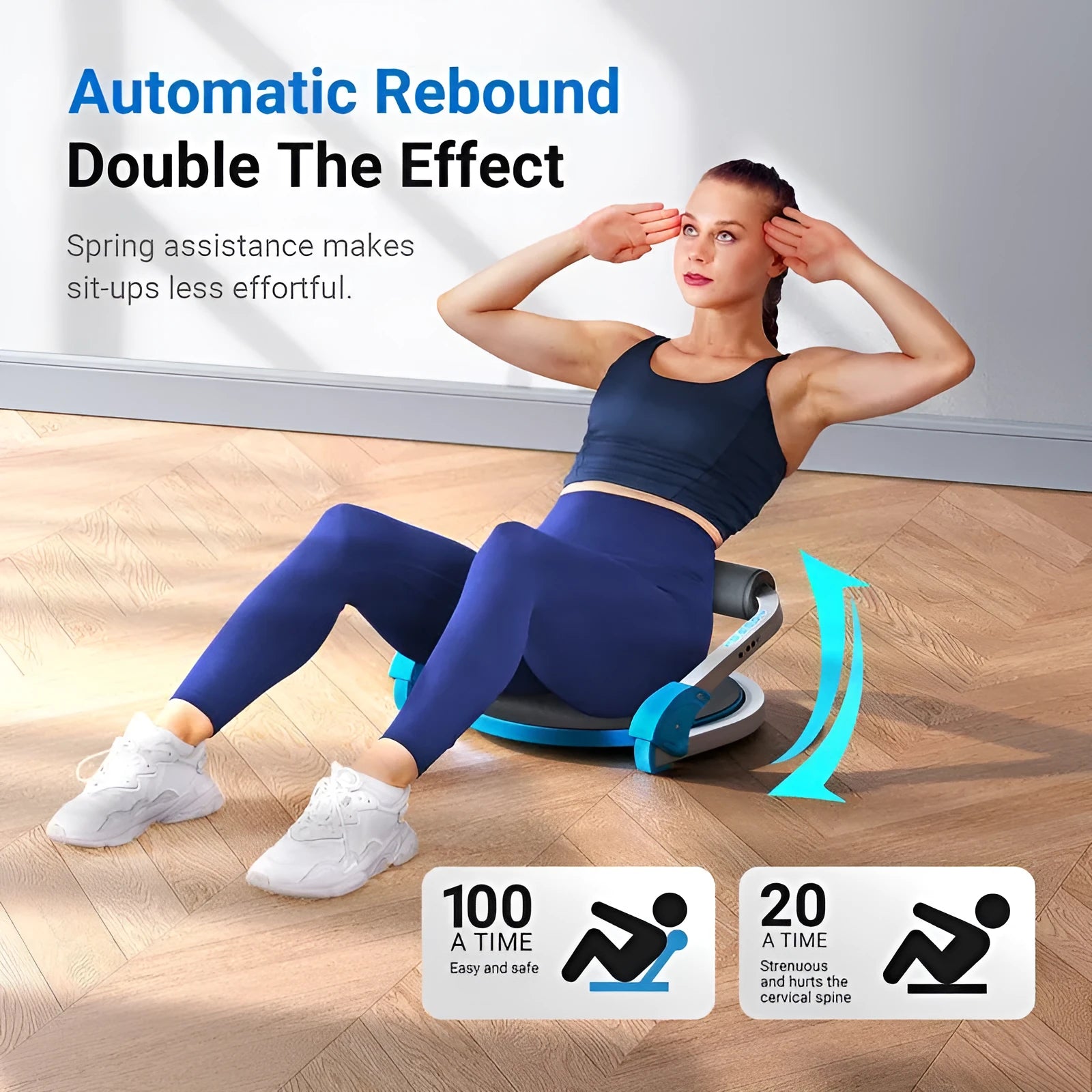 Mini abdominal fitness device in red or sky blue for portable core training