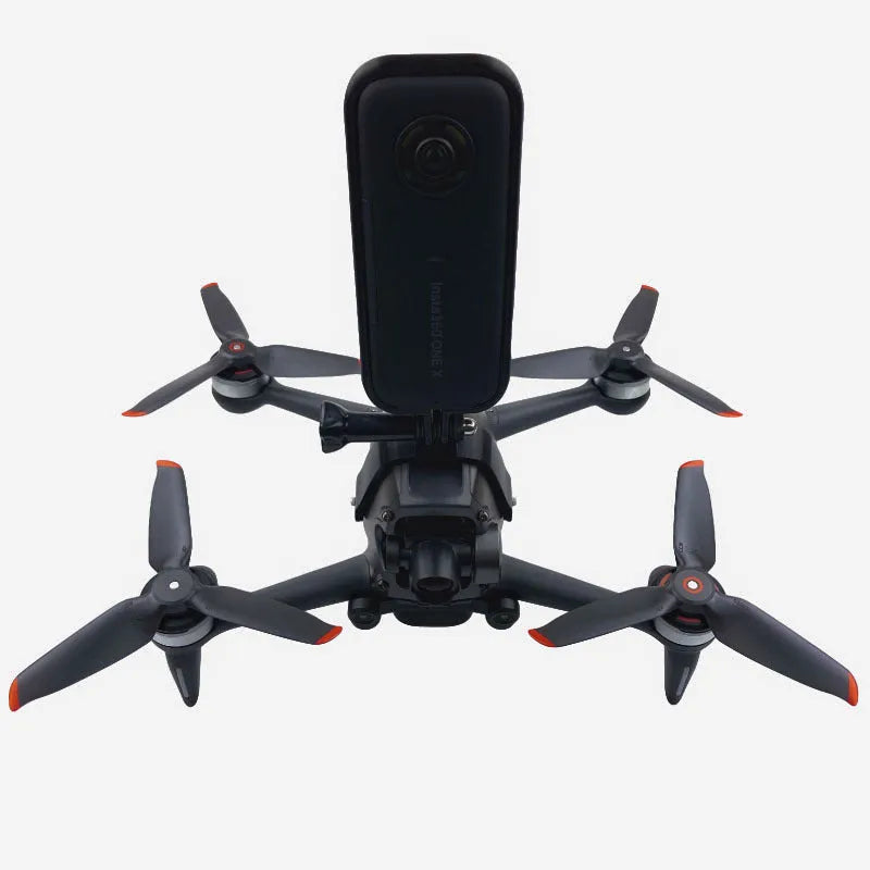 3D printed hard plastic FPV drone expansion bracket for mounting GoPro cameras, shown with a protective sponge layer.