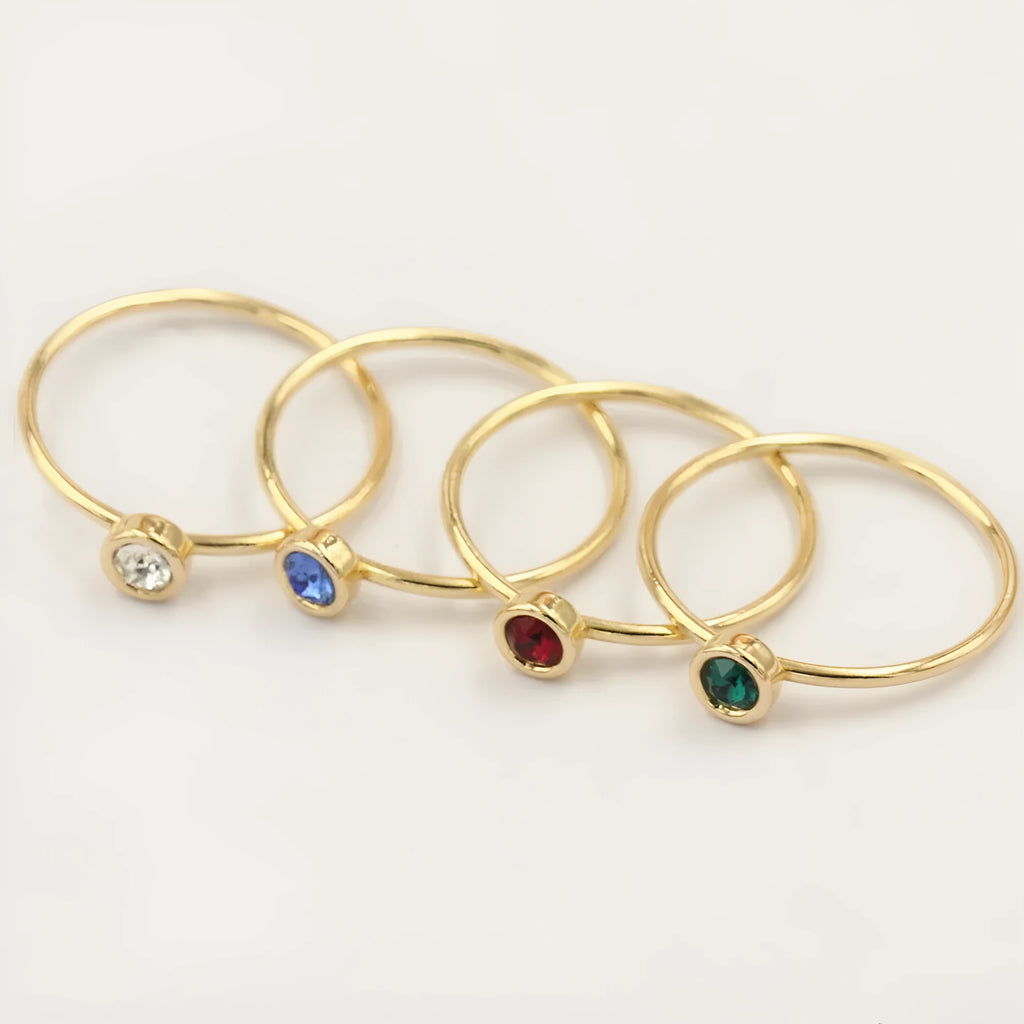 Women's 14K gilded copper knuckle ring with zircon detail in multiple colour options