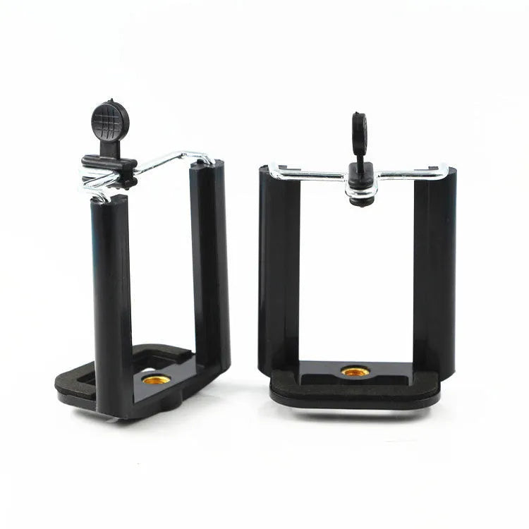 Black plastic universal U clip bracket for mounting a mobile phone