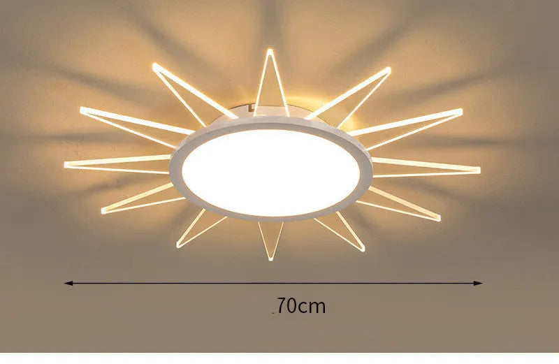 Modern round aluminium LED ceiling lamp with remote control for dimming and color adjustment
