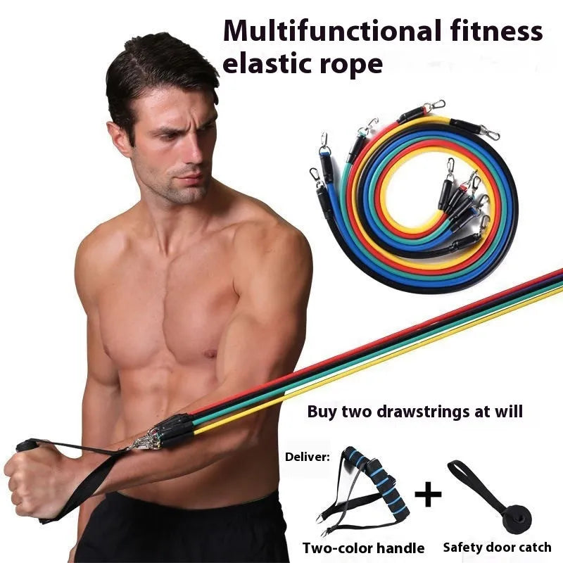 11-piece door gym equipment set with pulling rope and ABS components for home fitness training