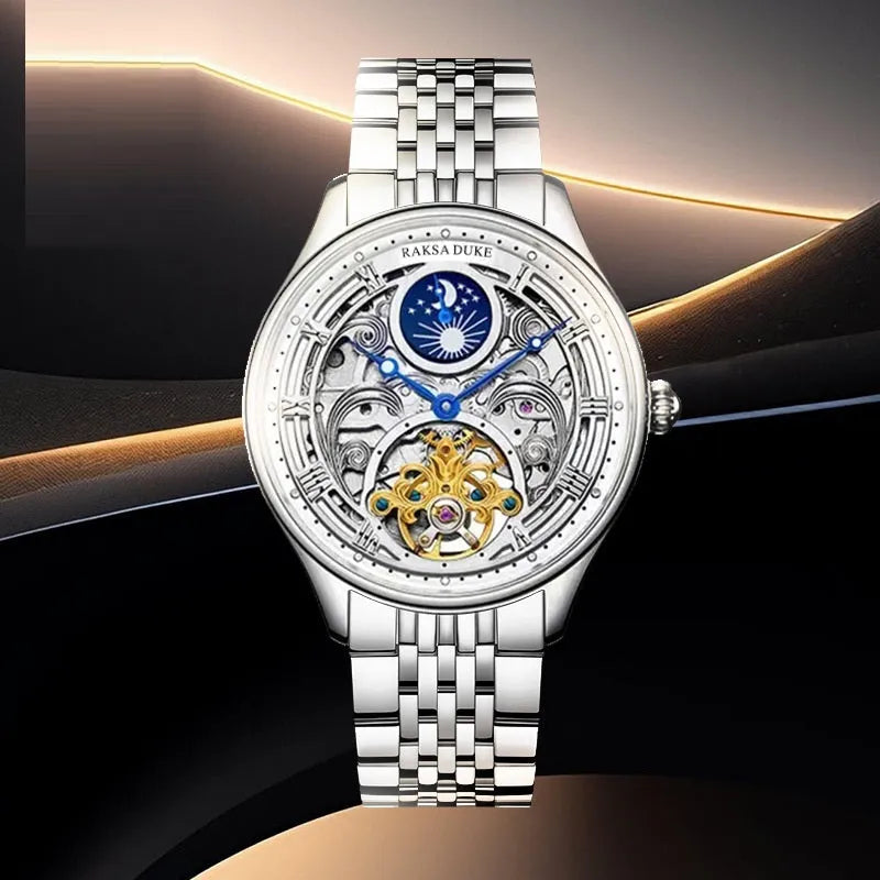 Men's business waterproof wrist watch with stainless steel strap and 16mm thickness case