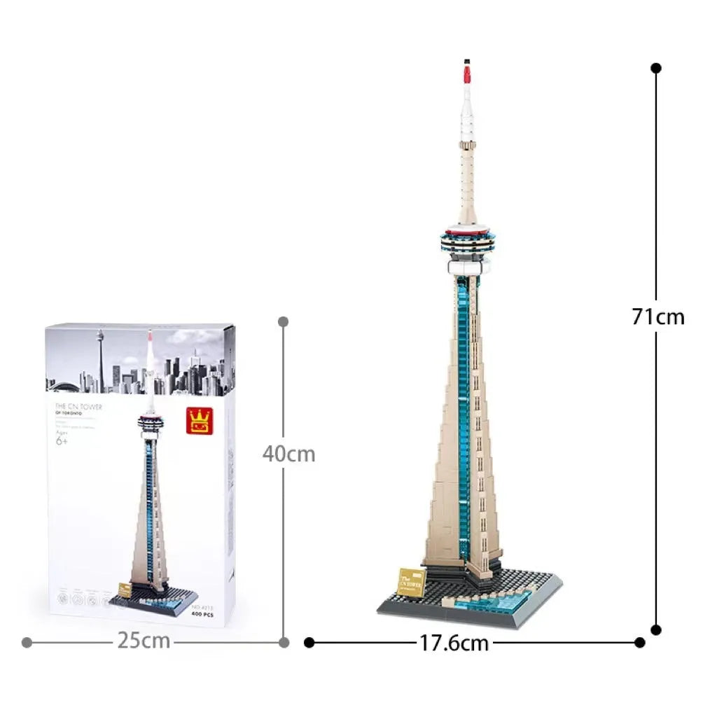 Wange small particle building blocks set with over 800 pieces for building global landmarks like the Eiffel Tower.