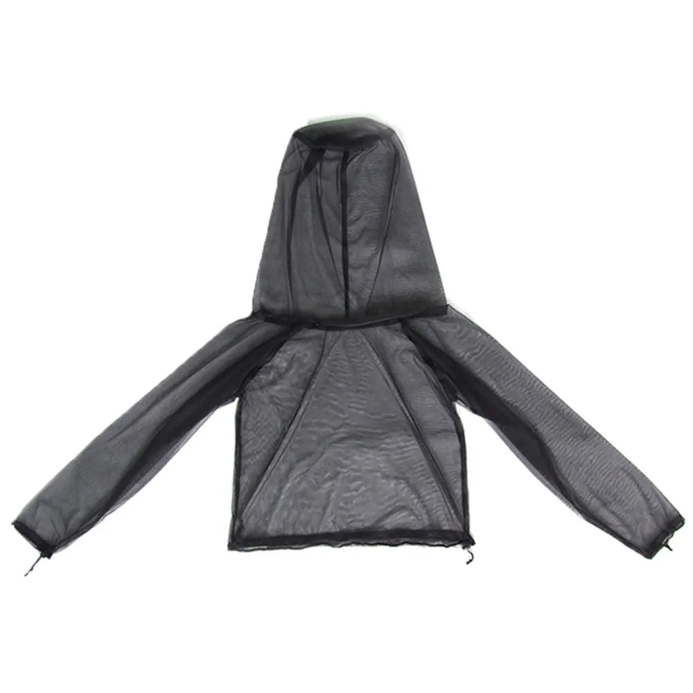 Four-piece anti-mosquito suit set with hooded top, trousers and booties for outdoor protection