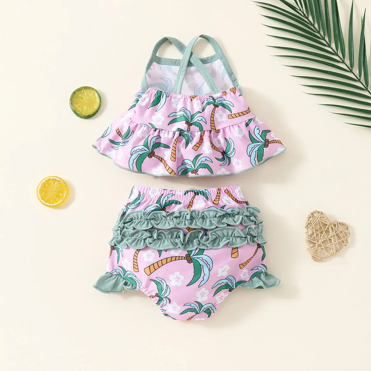 White children's two-piece swimsuit set with top and beach shorts