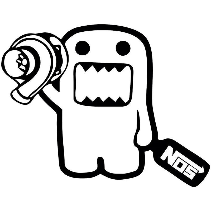 Creative cartoon car sticker measuring 15cm by 12cm in black and white colour options