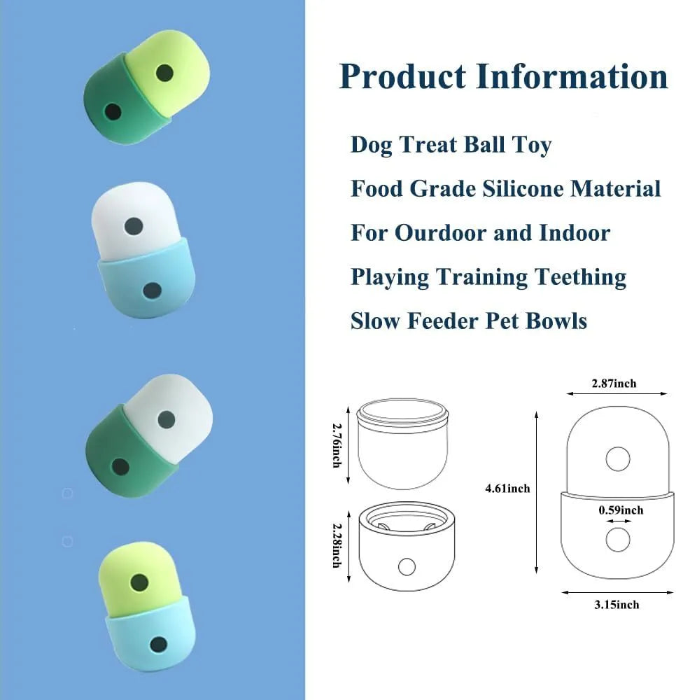 Food grade silicone dog treat puzzle toy for small medium dogs in four colour combinations