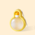 Green portable dog water bottle with retractable drinking bowl for travel and outdoor use.