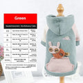 Cotton dog sweatshirt pet clothing in brown, green, or pink colours for canine leisure wear
