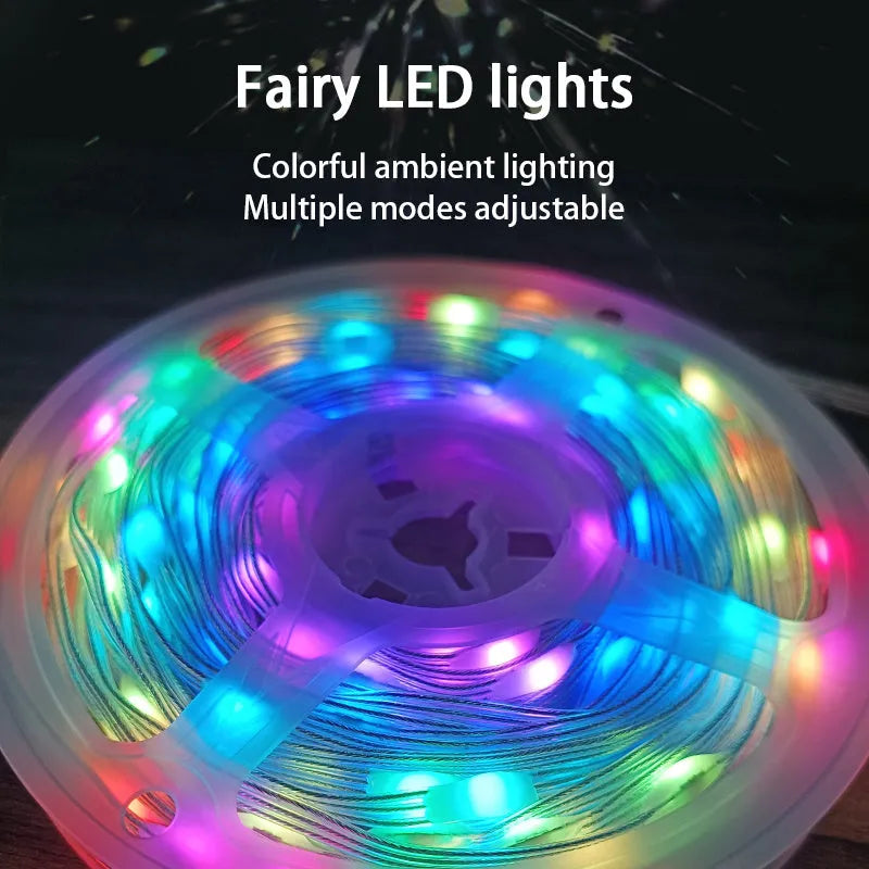 10-metre long LED festival light string with 100 colourful bulbs in multiple flashing modes.