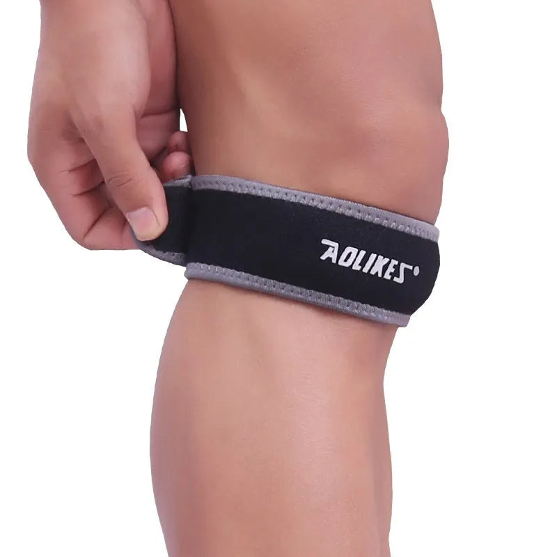 Black and grey patella retinaculum knee support for running, cycling, football and basketball sports protection