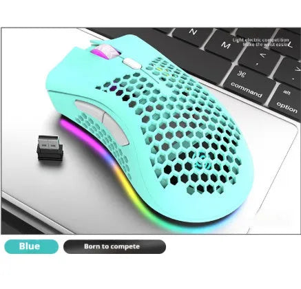BM600 hollow out wireless mouse with luminous charging in black, cyan or white colours