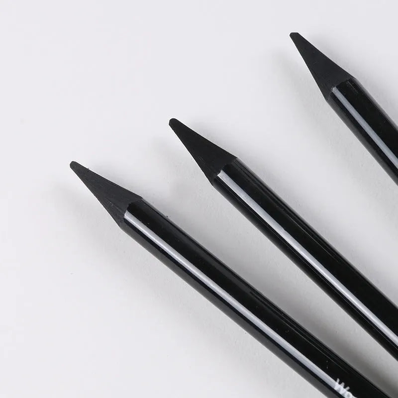 Carbonized and graphite pencil suit with nine wooden pencils on a suction card packaging