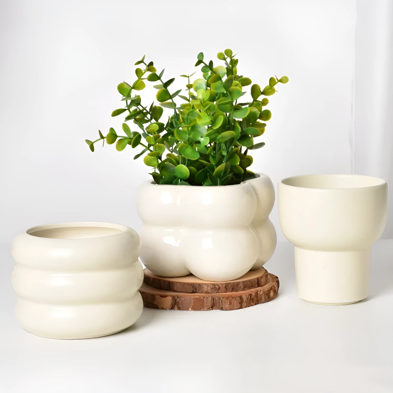 Roman column matte yellow ceramic flowerpot for indoor plant display
