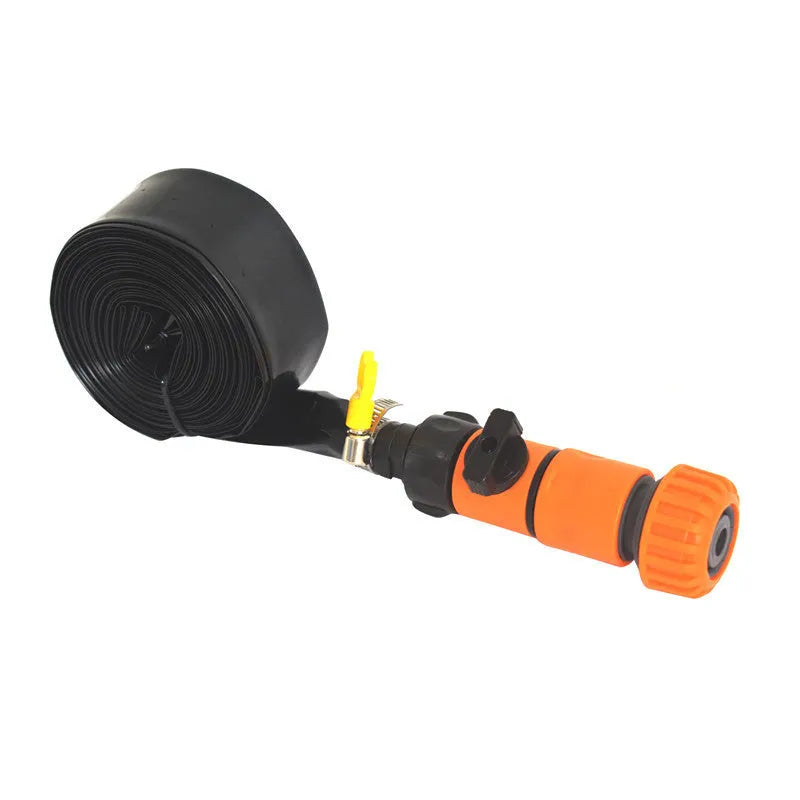Blue portable garden sprinkler with solar water cooling and PVC construction