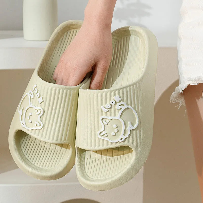 Women's EVA cat slippers with non-slip sole in multiple colours on a white background.