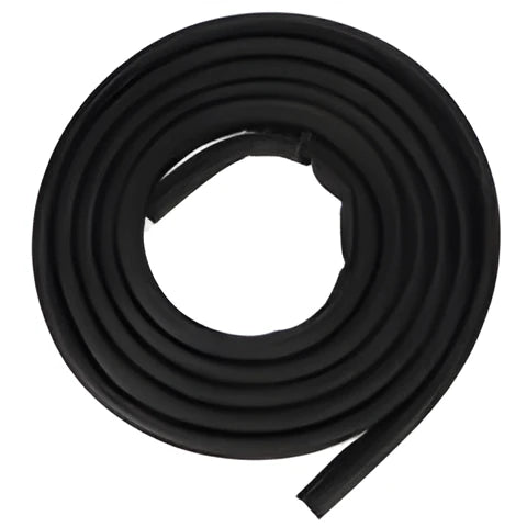 Black rubber sliding door seal for Toyota Hiace high roof, 5 metre length shown coiled