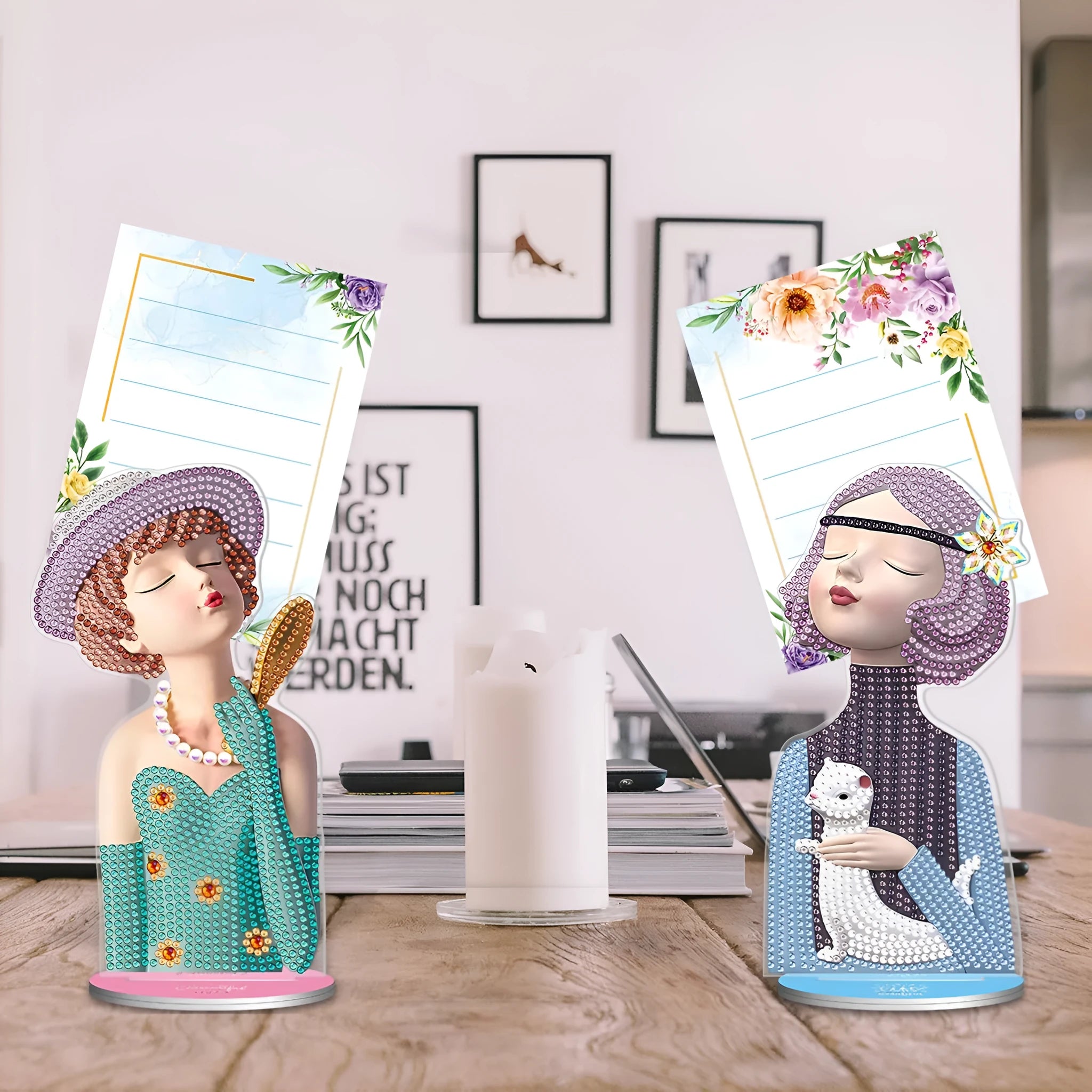 Handmade diamond painting note clip decorative centrepiece with frameless design