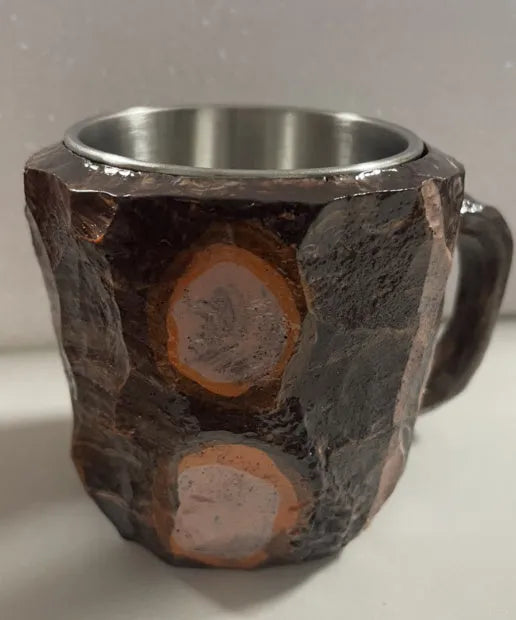 Clear resin coffee mug with crystal texture and handle in assorted colours