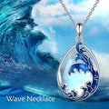 Moonstone blue heart pendant necklace with alloy chain