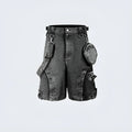 Retro high street loose fit denim shorts in washed picture colour with high waist design