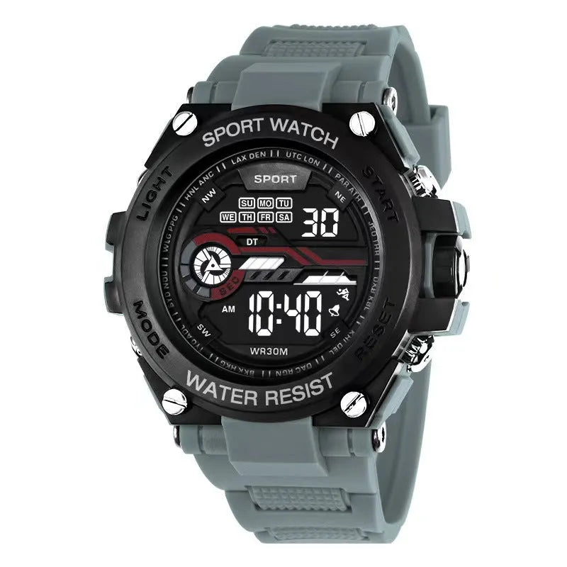 Electronic digital watch for teenagers in multiple colour options on wrist.