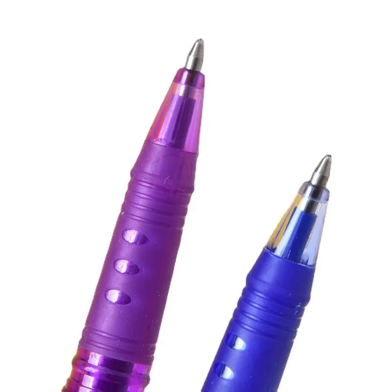 Heat-erasable gel pen set with stainless steel nib in multiple colours for office use