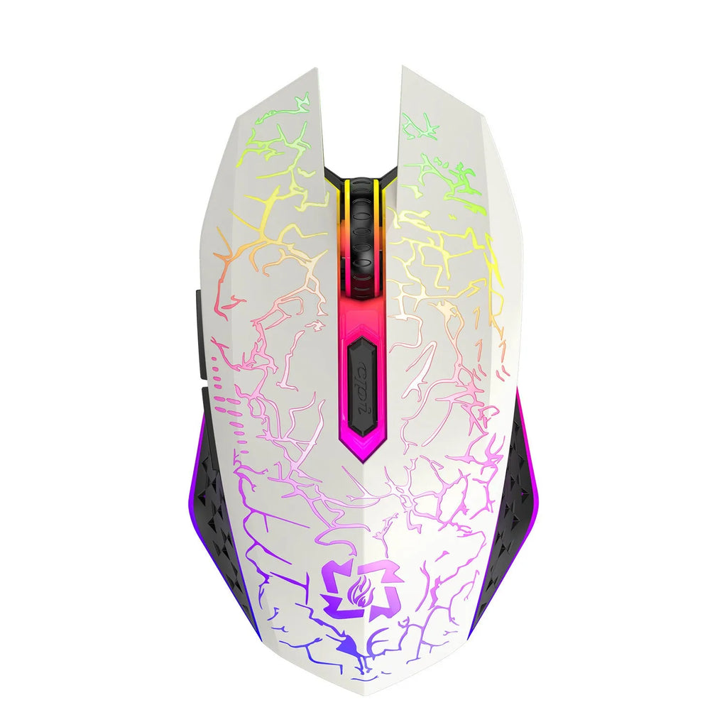 Black and white dual-mode Bluetooth gaming mouse with silent click and rechargeable battery