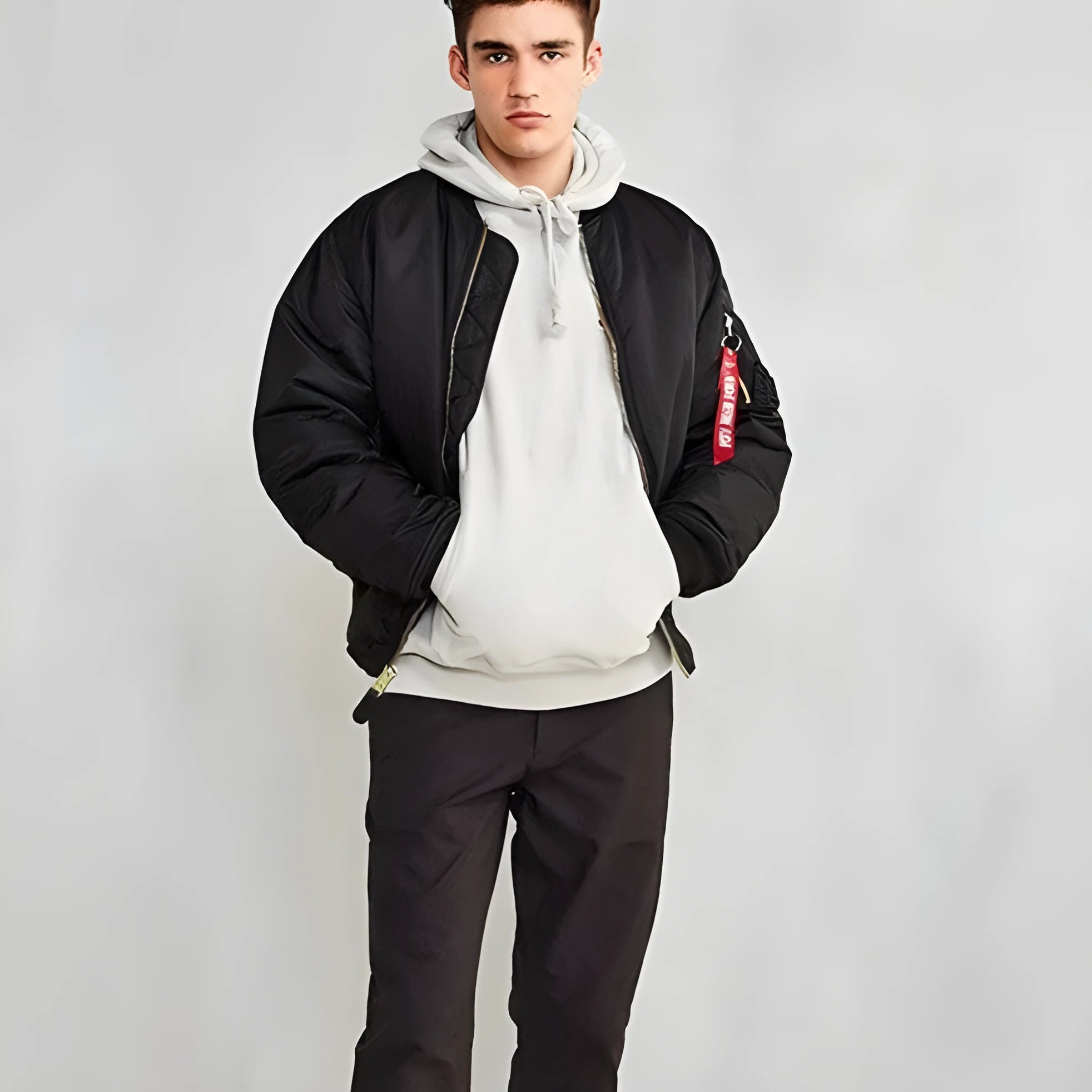 Men's American workwear pilot jacket in army green with cotton padding and loose fit