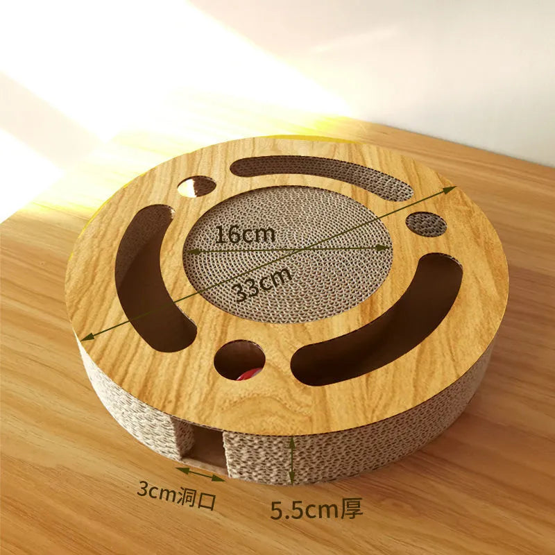 Corrugated paper cat scratching board with ball in multiple shape options