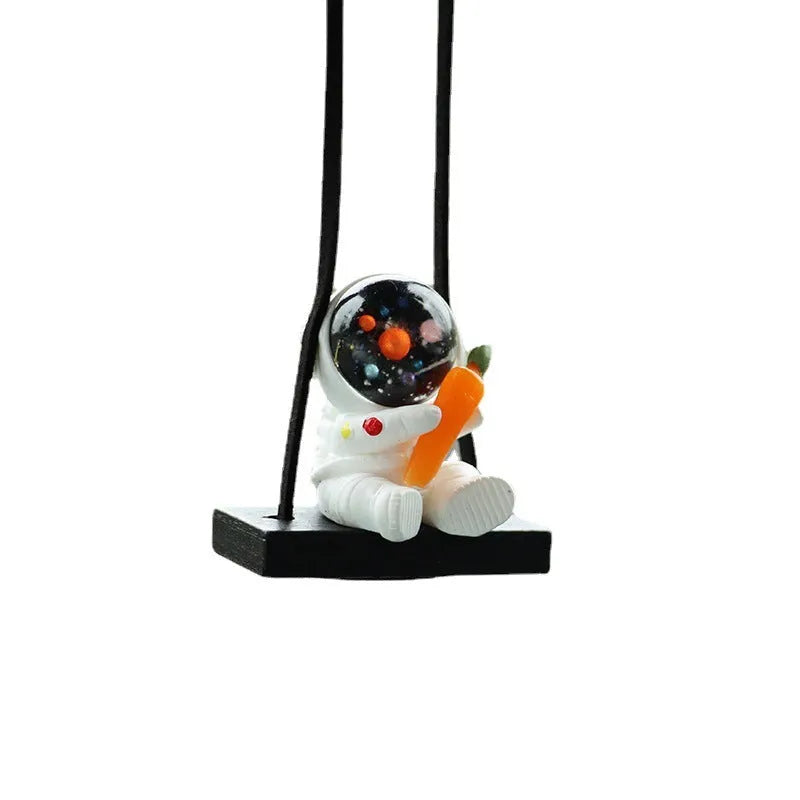 Resin astronaut car pendant decorative hanging ornament with cartoon space figure design
