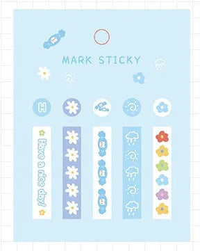 PVC index stickers in various colours and styles for notebook organisation