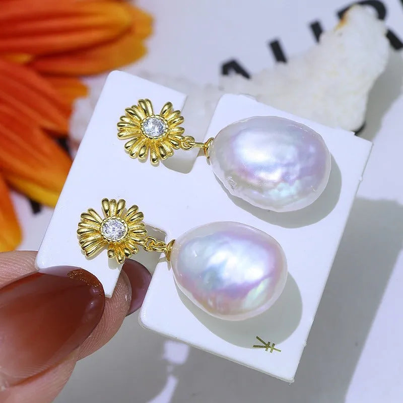 S925 sterling silver baroque flower earring components and ring holder material for DIY jewellery making.