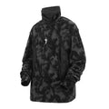 Men's black tie-dye printed sweater with finger turtleneck and drop-shoulder sleeves