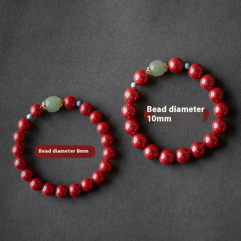 Purple gold sand cinnabar bracelet with geometric ellipse beads in three size options
