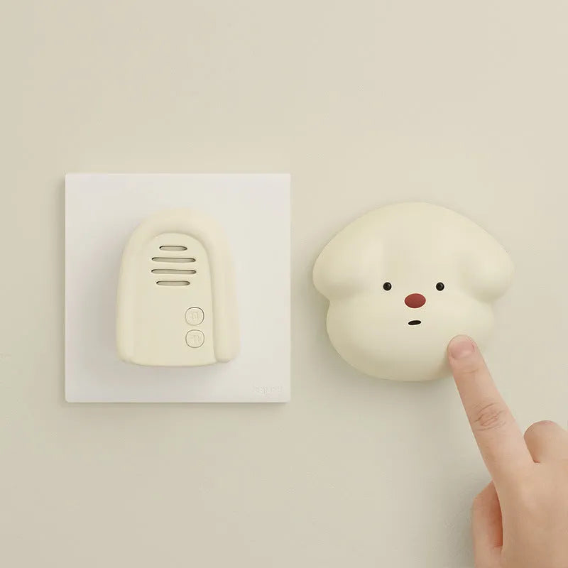 Wireless plug-in doorbell with self-generating power system in milky yellow or white finish