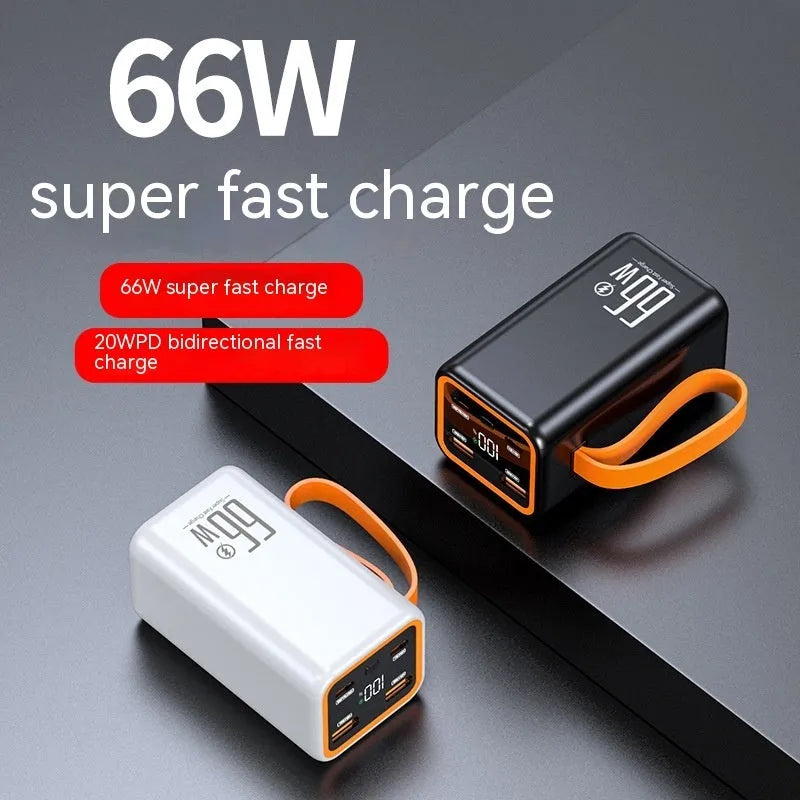 Black and white PD66W 20000mAh fast charge power bank with creative plastic design