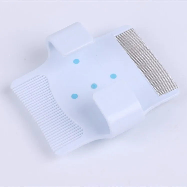 Blue multifunctional pet grooming comb with floating hair removal and massage bristles measuring 8.5cm