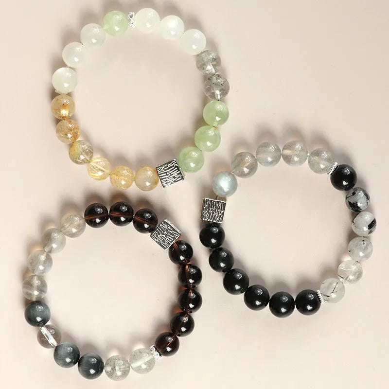 10mm couple crystal bracelet with geometry shape in khaki Chinese style